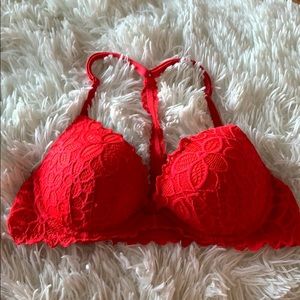 Red lace bra